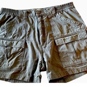 Cabelas Cargo Shorts Mens 36 Gray Elastic Waist Outdoors Cotton Utility Hiking